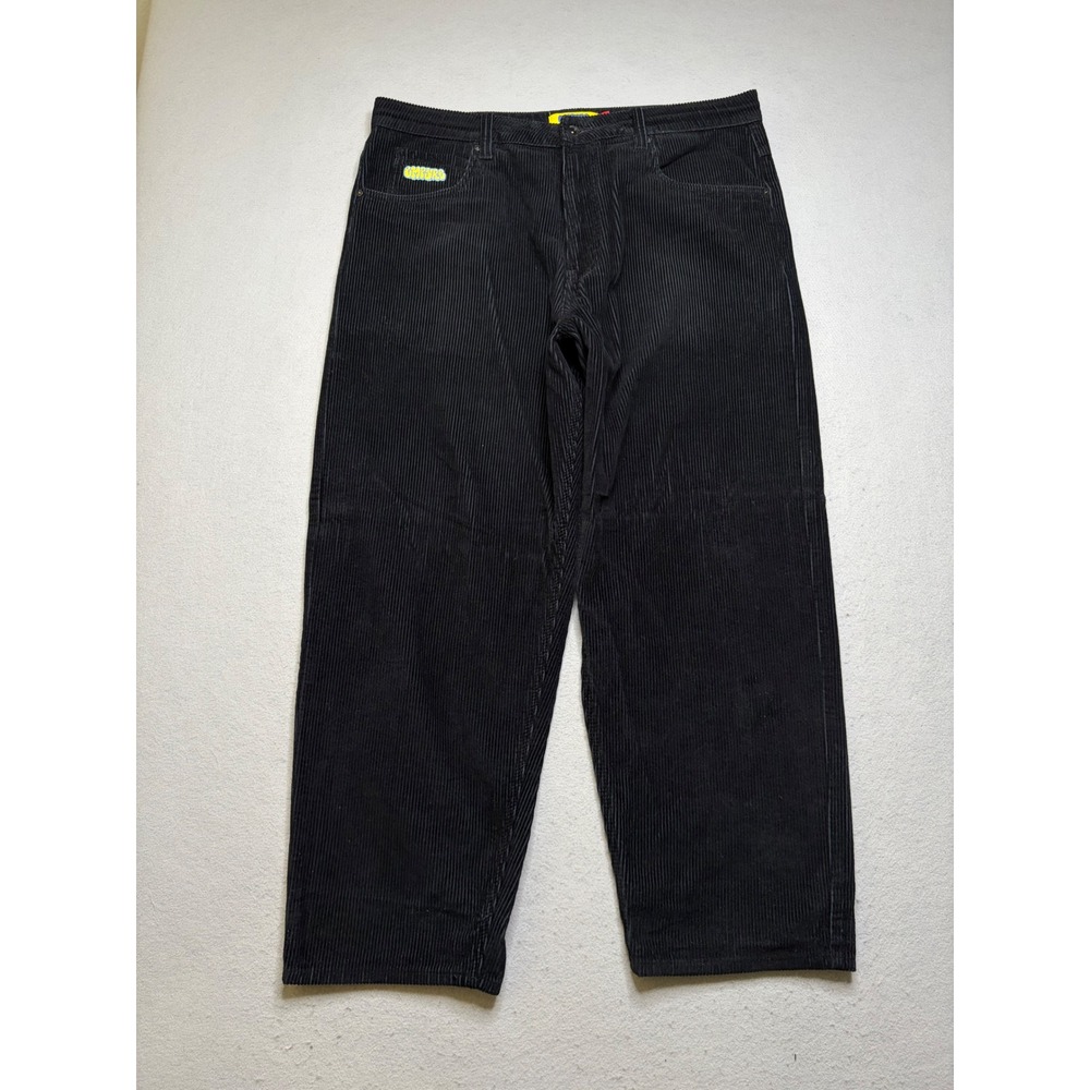 Empyre Corduroy Pants Mens 36 Black Baggy Wide Leg Y2K Skater Streetwear